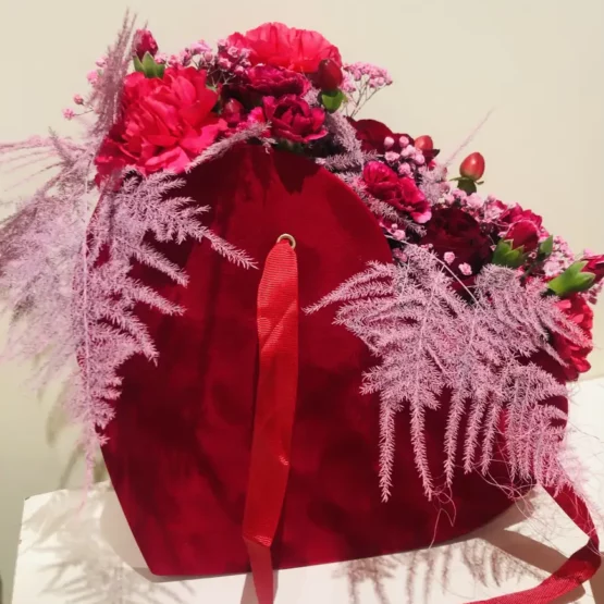 Flower box welurowe serce