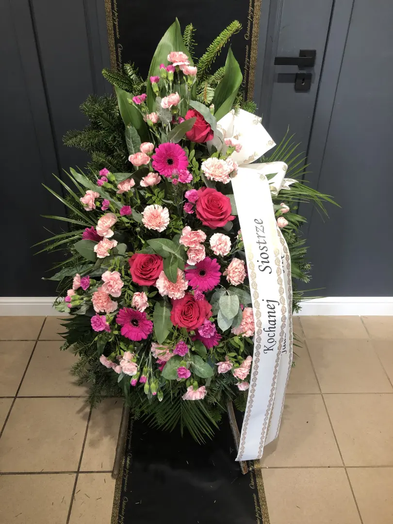 Wieniec z Kwiatów Żywych Fuksjowa Kropla - obrazek 2