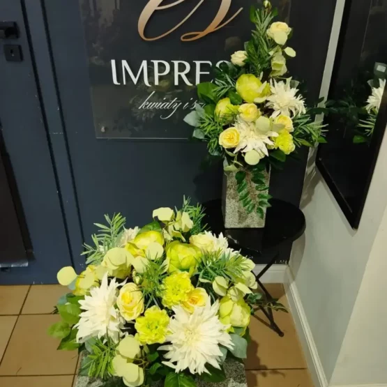 Komplet sztuczny kremowy z limonką