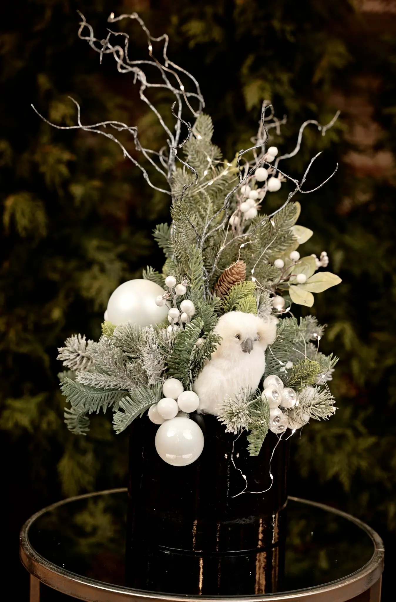 Stroik świąteczny z sówką