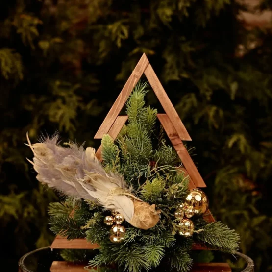 Stroik świąteczny drewniana choinka