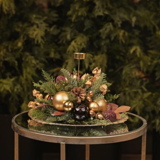 Stroik świąteczny bordo ze złotem