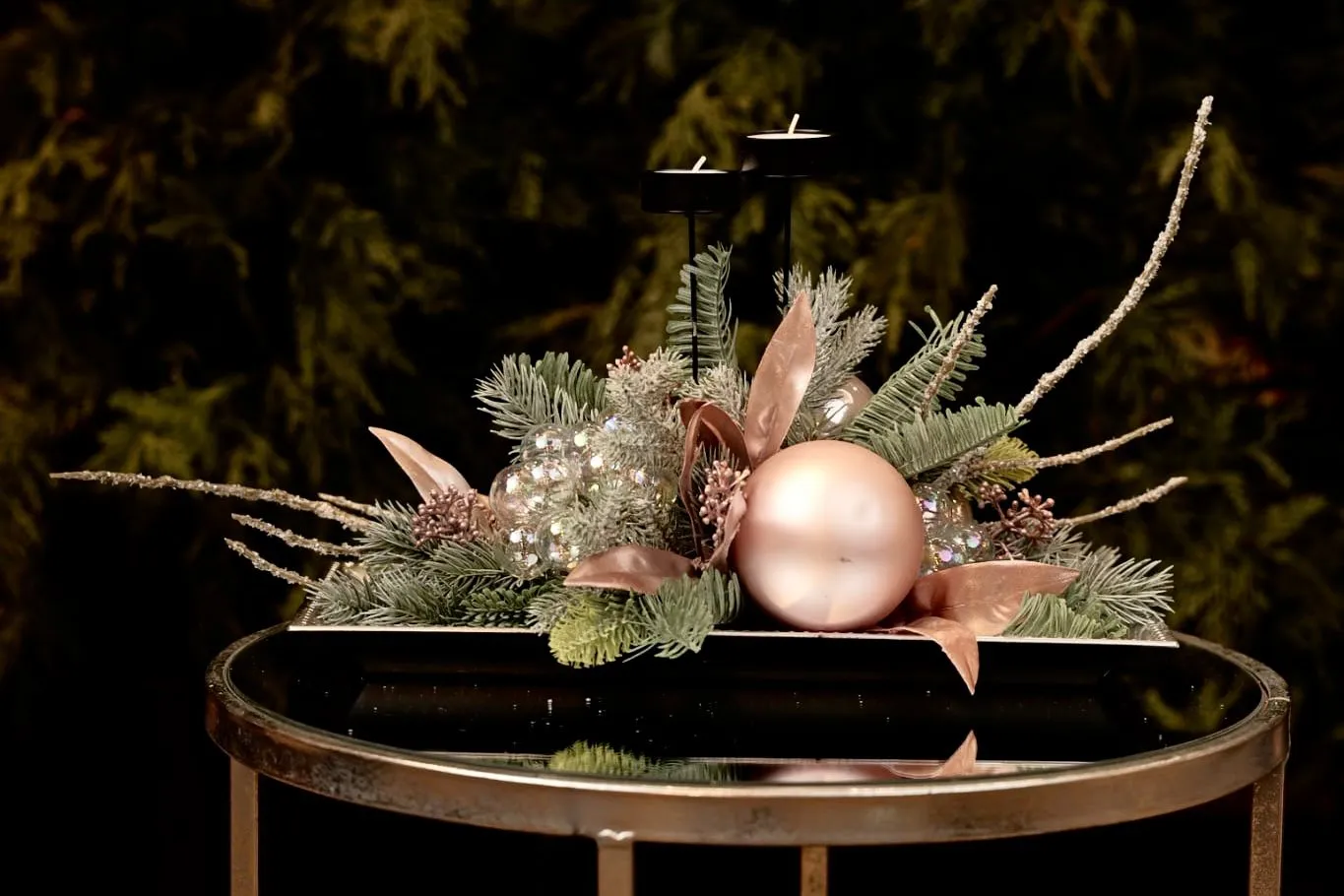 Stroik świąteczny pastelowy róż