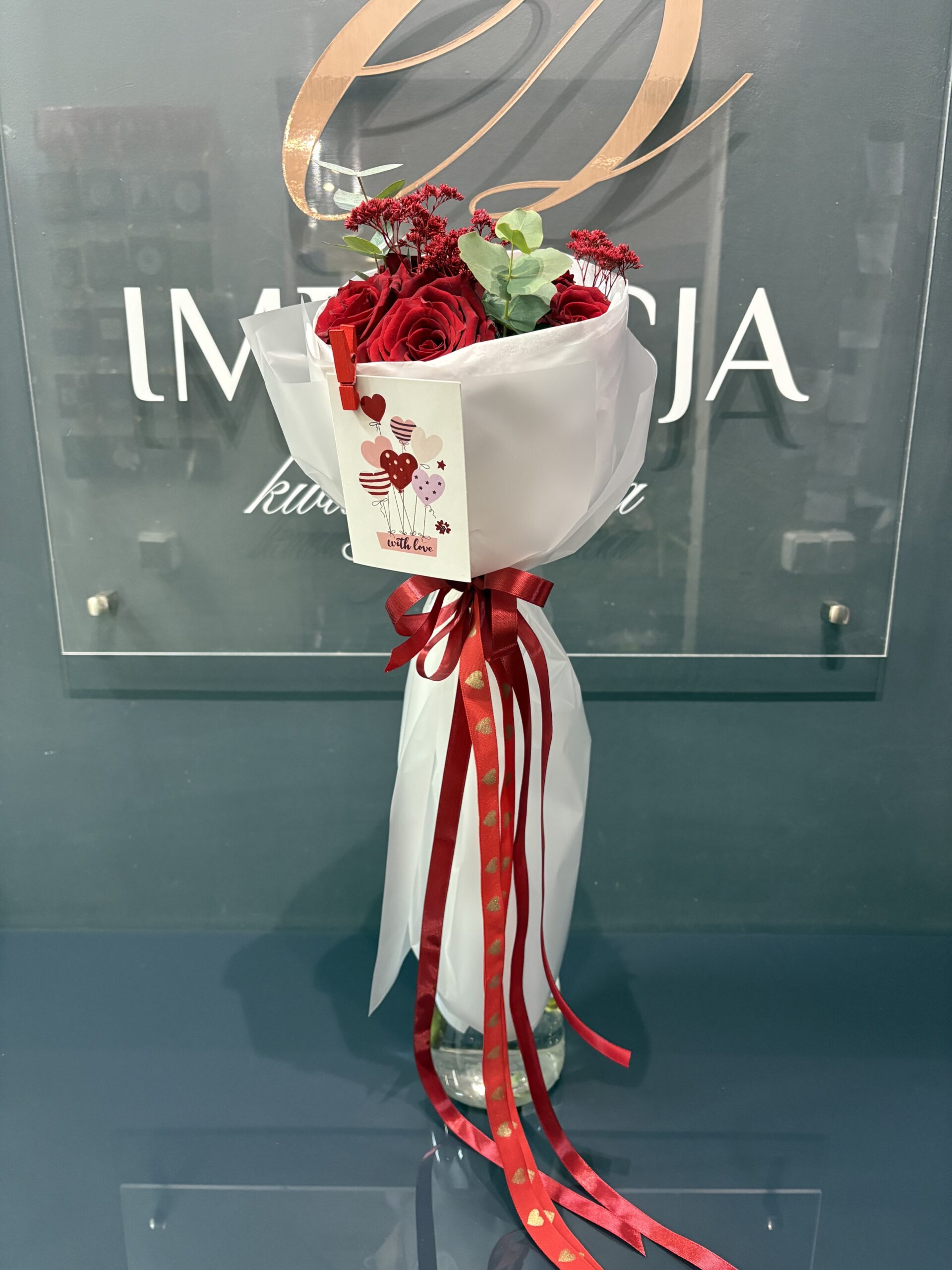 Bukiet czerwone róże berło