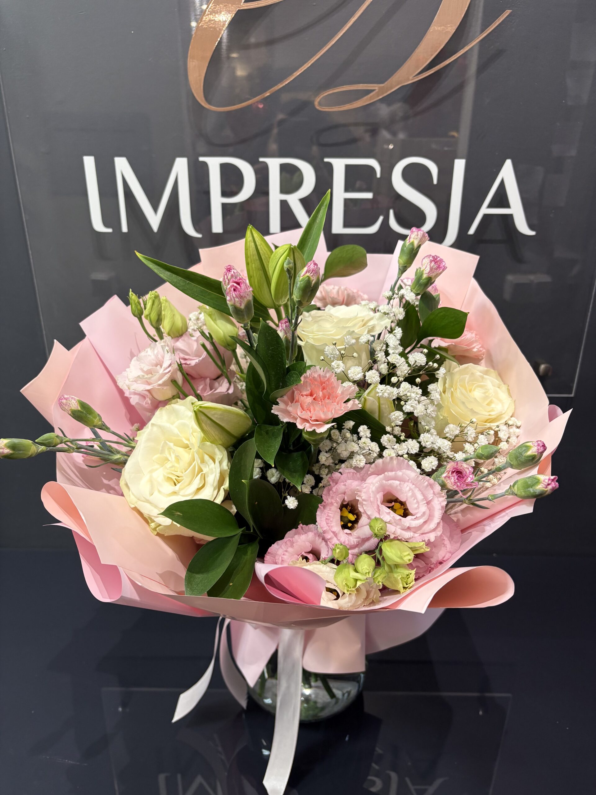 Bukiet jasnoróżowy z serduszkami - obrazek 2