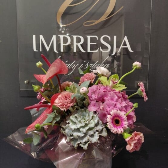 Flowerbox asymetryczny z anturium