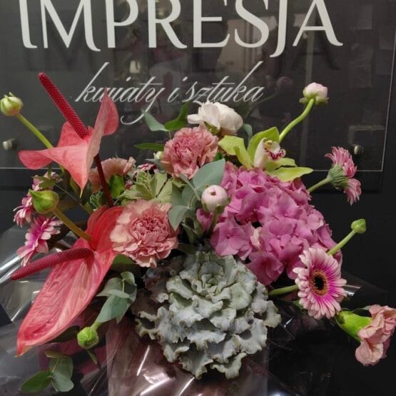 Flowerbox asymetryczny z anturium
