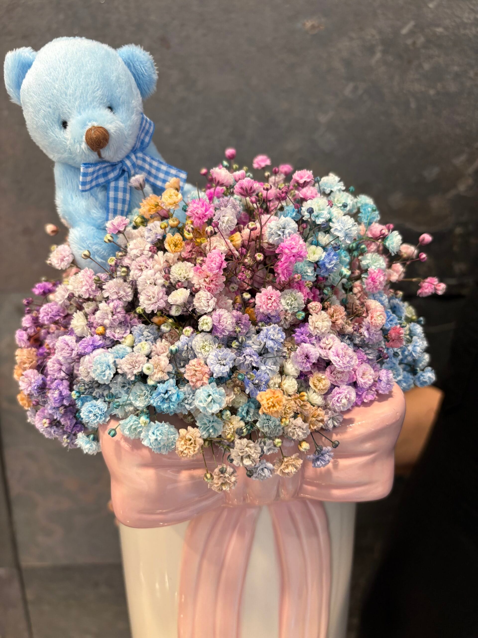 Ceramiczny flowerbox z kokardą i misiem - obrazek 7